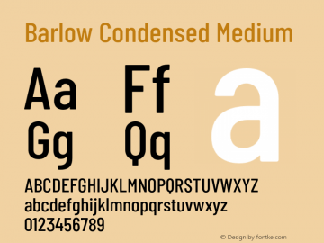 Barlow Condensed Medium Version 1.104;PS 001.104;hotconv 1.0.88;makeotf.lib2.5.64775 Font Sample