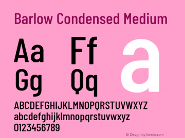 Barlow Condensed Medium Version 1.104 Font Sample