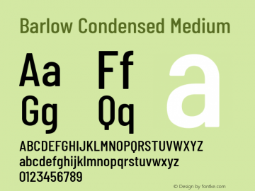 Barlow Condensed Medium Version 1.104 Font Sample