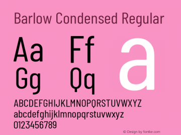 Barlow Condensed Regular Version 1.104 Font Sample