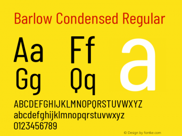 Barlow Condensed Regular Version 1.104 Font Sample