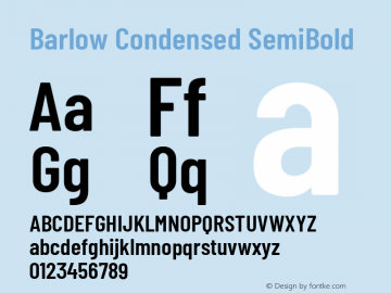 Barlow Condensed SemiBold Version 1.104 Font Sample