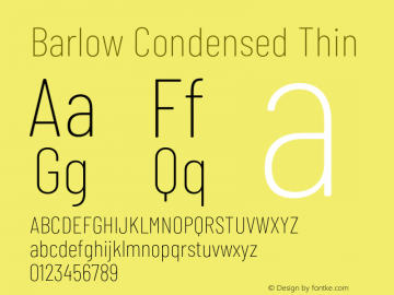 Barlow Condensed Thin Version 1.104;PS 001.104;hotconv 1.0.88;makeotf.lib2.5.64775 Font Sample