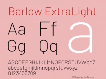 Barlow ExtraLight Version 1.104图片样张