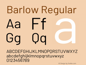 Barlow Regular Version 1.104;PS 001.104;hotconv 1.0.88;makeotf.lib2.5.64775图片样张