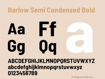 Barlow Semi Condensed Bold Version 1.104;PS 001.104;hotconv 1.0.88;makeotf.lib2.5.64775 Font Sample