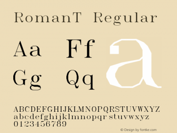 RomanT Regular Macromedia Fontographer 4.1.3 4/14/97 Font Sample