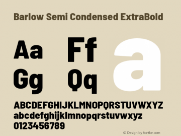 Barlow Semi Condensed ExtraBold Version 1.104 Font Sample