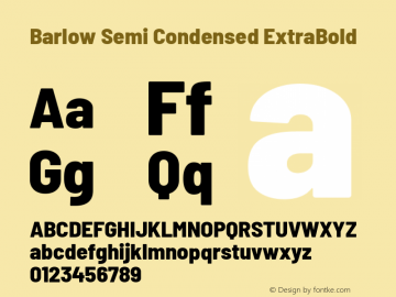 Barlow Semi Condensed ExtraBold Version 1.104 Font Sample