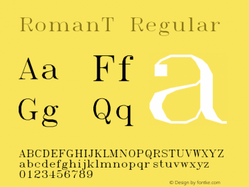 RomanT Regular Macromedia Fontographer 4.1.3 4/14/97 Font Sample