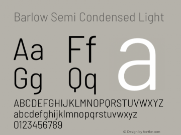 Barlow Semi Condensed Light Version 1.104;PS 001.104;hotconv 1.0.88;makeotf.lib2.5.64775 Font Sample