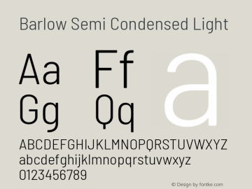 Barlow Semi Condensed Light Version 1.104 Font Sample