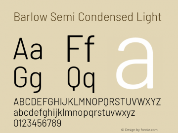 Barlow Semi Condensed Light Version 1.104 Font Sample