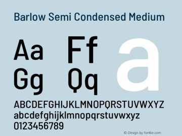 Barlow Semi Condensed Medium Version 1.104;PS 001.104;hotconv 1.0.88;makeotf.lib2.5.64775 Font Sample