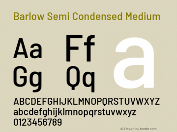 Barlow Semi Condensed Medium Version 1.104 Font Sample