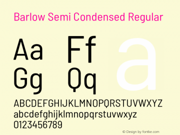 Barlow Semi Condensed Regular Version 1.104;PS 001.104;hotconv 1.0.88;makeotf.lib2.5.64775 Font Sample