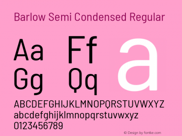 Barlow Semi Condensed Regular Version 1.104 Font Sample