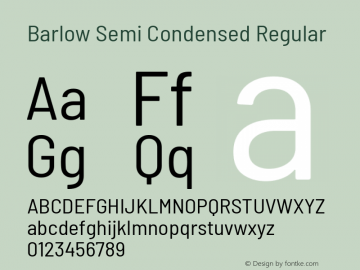 Barlow Semi Condensed Regular Version 1.104 Font Sample