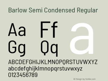 Barlow Semi Condensed Regular Version 1.104 Font Sample