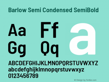 Barlow Semi Condensed SemiBold Version 1.104 Font Sample