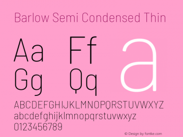 Barlow Semi Condensed Thin Version 1.104 Font Sample