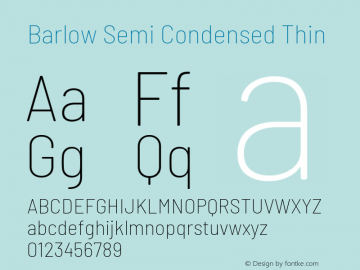 Barlow Semi Condensed Thin Version 1.104 Font Sample