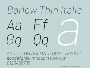 Barlow Thin Italic Version 1.104图片样张