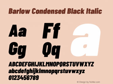 Barlow Condensed Black Italic Version 1.105;PS 001.105;hotconv 1.0.88;makeotf.lib2.5.64775 Font Sample