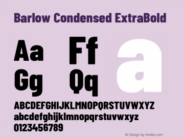 Barlow Condensed ExtraBold Version 1.105;PS 001.105;hotconv 1.0.88;makeotf.lib2.5.64775 Font Sample