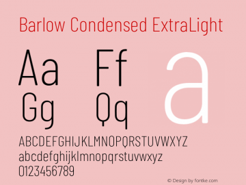 Barlow Condensed ExtraLight Version 1.105;PS 001.105;hotconv 1.0.88;makeotf.lib2.5.64775 Font Sample