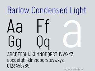 Barlow Condensed Light Version 1.105 Font Sample