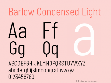 Barlow Condensed Light Version 1.105 Font Sample