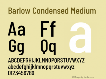 Barlow Condensed Medium Version 1.105 Font Sample