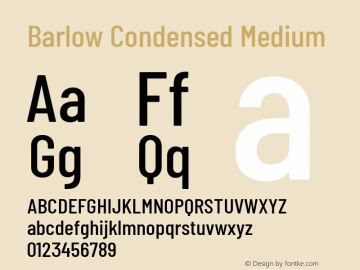 Barlow Condensed Medium Version 1.105 Font Sample