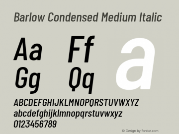 Barlow Condensed Medium Italic Version 1.105 Font Sample