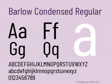 Barlow Condensed Regular Version 1.105 Font Sample