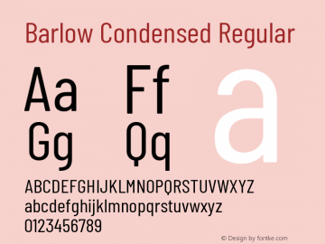 Barlow Condensed Regular Version 1.105 Font Sample