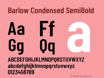 Barlow Condensed SemiBold Version 1.105;PS 001.105;hotconv 1.0.88;makeotf.lib2.5.64775 Font Sample