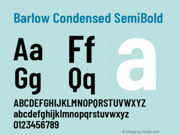 Barlow Condensed SemiBold Version 1.105 Font Sample