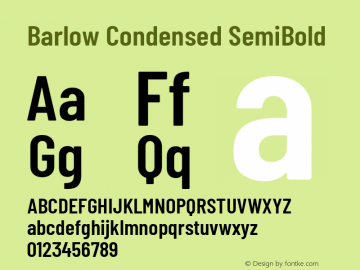 Barlow Condensed SemiBold Version 1.105 Font Sample