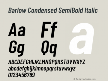 Barlow Condensed SemiBold Italic Version 1.105;PS 001.105;hotconv 1.0.88;makeotf.lib2.5.64775 Font Sample