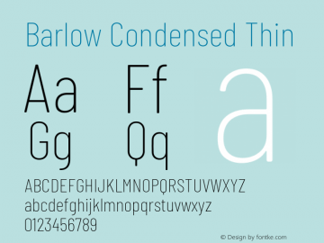 Barlow Condensed Thin Version 1.105 Font Sample