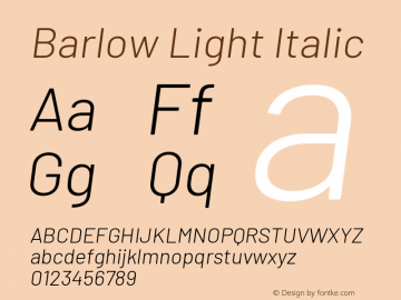 Barlow Light Italic Version 1.105图片样张