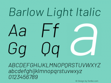 Barlow Light Italic Version 1.105 Font Sample