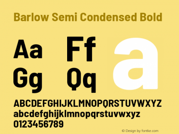 Barlow Semi Condensed Bold Version 1.105 Font Sample