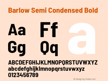 Barlow Semi Condensed Bold Version 1.105 Font Sample