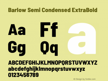 Barlow Semi Condensed ExtraBold Version 1.105;PS 001.105;hotconv 1.0.88;makeotf.lib2.5.64775 Font Sample