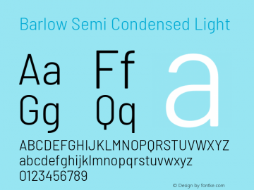 Barlow Semi Condensed Light Version 1.105 Font Sample