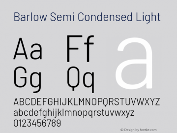 Barlow Semi Condensed Light Version 1.105 Font Sample