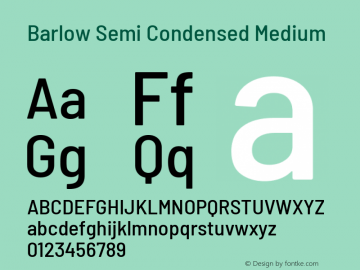 Barlow Semi Condensed Medium Version 1.105 Font Sample